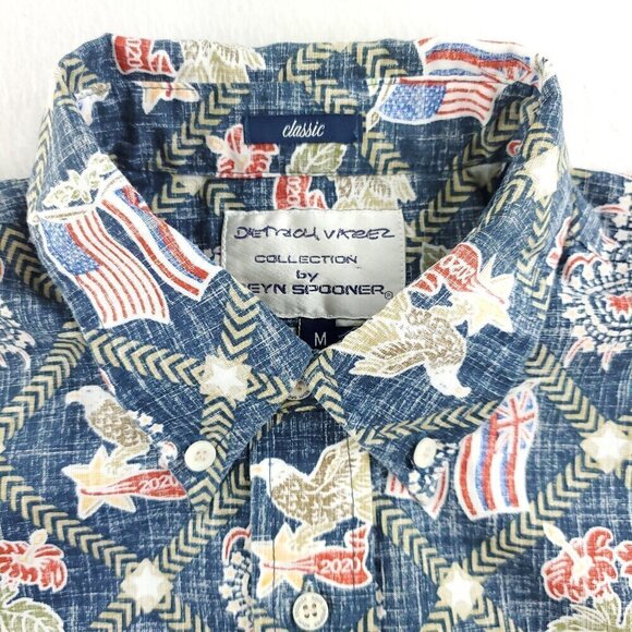 Reyn Spooner Dietrich Varez Flags American Hawaiian Shirt Summer 2020 Medium NWT - Picture 4 of 13